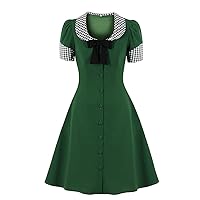 Wellwits Women's Work Formal Cocktail Button Down 1940s Vintage Shirt Blazer Dress