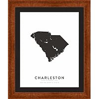 Charleston || South Carolina Modern Framed Wall Art, 11x14 Wood, Decorative Map Art for Wall | Ready to Hang Wall Decor | (FRAME + PRINT)