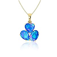 Natural Opal Three Stone Pendant Necklace for Women | Genuine Ethiopian Multifire Opal Jewelry | Gift for Her