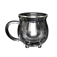 Modern Witchcraft Mug: Clear Double-Walled Glass Cauldron - White Witch's Insulated Brew