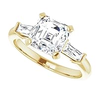 14K Solid Yellow Gold Handmade Engagement Ring 2.50 CT Asscher Cut Moissanite Diamond Solitaire Wedding/Bridal Ring for Women/Her Best Ring