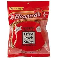 Howards Fried Pork Skins Strips | Crispy Texture, Low Carb, Delicious Flavor | Guilt Free Diet Friendly Low Sugar Snacking | 3oz, Pack of 4
