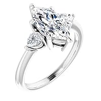 925 Silver,10K/14K/18K Solid White Gold Handmade Engagement Ring 2.5 CT Marquise Cut Moissanite Diamond Solitaire Wedding/Gorgeous Gifts for/Her Wife Rings