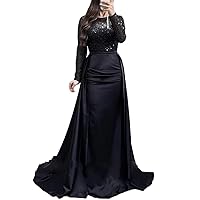 Mermaid/Trumpet Sparkle & Shine Evening Dress Prom Dress Long Sleeves Floor Length Wedding Guest Dress 2024
