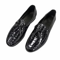 Authentic Crocodile Skin Deep Blue Men's Tassel Moccasins Shoes Genuine Exotic Alligator Leather Male Slip-on Dress Flats