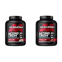 Muscletech Whey Protein Powder Nitro-Tech Whey Protein & Whey Protein Powder Nitro-Tech Whey Protein Isolate & Peptides | Milk Chocolate, 4 Pound (Pack of 1), 40 Servings