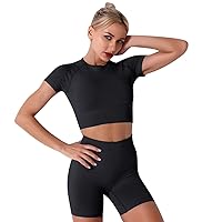 IMEKIS Women's Yoga Outfit Seamless Workout Set High Waist Exercise Shorts Pants with Sport Crop Top Bra 2PCS Gym Tracksuits