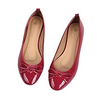 Casual Red Flats Shoe for Women Shoes Bows Ballet Flats Comfortable Round Toe Slip-ons Loafers Light Weight Office Shoes