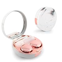 Rose Gold Contact Lens Case, Travel Contact Case Cute Lens Holder Kit with Mirror Tweezers Remover Tool