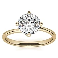 925 Silver 10K/14K/18K Solid Yellow Gold Handmade Engagement Ring 1 CT Round Cut Moissanite Diamond Solitaire Wedding/Bridal Ring Vintage Antique Anniversary Best Rings Gift for Her