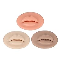 HURRISE 3 Pcs 3D Silicone Lips, Elastic Semi Permanent Soft Real Skin Touch Feeling Fake Lips Tattoo Practice Lips