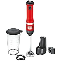 BLACK+DECKER Kitchen Wand Cordless Immersion Blender, Hand Blender with Charging Dock, Red (BCKM1011K06)