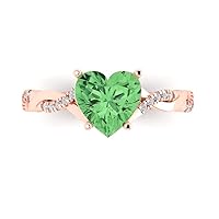 Clara Pucci 2.13ct Heart Cut Criss Cross Solitaire Halo Green Simulated Diamond Designer Wedding Anniversary Bridal Ring 14k Rose Gold