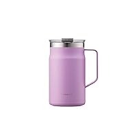 LocknLock Metro Mug Premium 18/8 Stainless Steel Double Wall Insulated with Handle Perfect for table with Lid, Lavender, 20 oz