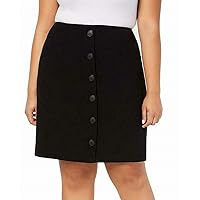 Nine West Womens Plus Button Front Detail Stretch Crepe Skirt