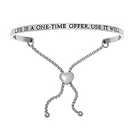 Intuitions Stainless Steel life Is a One-time Offer, Use It Well Adjustable Friendship Bracelet