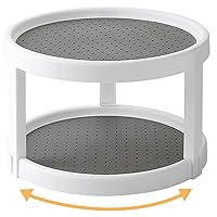 Lazy Susan Organizer, 2 Tier Non Skid Spice Rack Turntable,360 Degree Rotating Seasoning Organizer, 10-Inch Spinning Organizer for Pantry Cabinet, Kitchen, Countertop, Vanity Display Stand