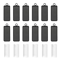 UNICRAFTALE 20 Sets 304 Stainless Steel Rectangle Pendant Cabochon Settings Electrophoresis Black Edge Edge Bezel Cups with Glass Cabochons Blanks Tray for Photo Pendant Jewelry Making 10x25mm