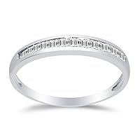 Solid 14k White Gold 2.5mm Baguette Cut Channel Invisible Set Anniversary Ring Wedding Band CZ Cubic Zirconia 1/2 cttw.