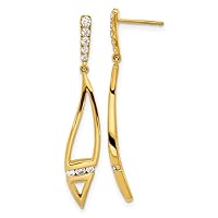 14k Gold Lab Grown Diamond Si1 Si2 G H I Curved Post Long Drop Dangle Earrings Jewelry for Women