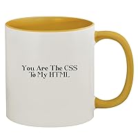 You Are The CSS To My HTML - 11oz Ceramic Colored Inside & Handle Coffee Mug, Golden Yellow