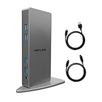 WAVLINK USB3.0 Dual 4K Laptop Docking Station, USB C to Single 5K@60Hz or Dual 4K@60Hz Video Outputs Dual Monitor for Windows (2xDisplayport, 2xHDMI, 6 USB 3.0 Port, LAN, Audio)
