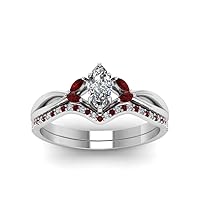 Choose Your Gemstone Marquise Cut Twisted Diamond CZ Bridal Set Sterling Silver Marquise Shape Wedding Ring Sets Matching Jewelry Wedding Jewelry Easy to Wear Gifts US Size 4 to 12