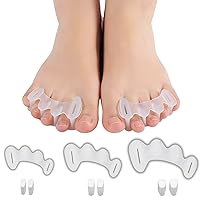 Toe Separator Toe Spacer for Men and Women, Toe Straightener for Hammer Toes, Bunions, Plantar Fasciitis, Hallux Valgus (1 Pair Large with 6 Shims)