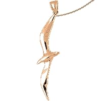 Bird Necklace | 14K Rose Gold Seagull Pendant with 18