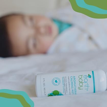 Earth Baby Aromatherapy Calming Mist+, Hypoallergenic for Sensitive Skin, Natural and Organic, For Babies Toddlers and Kids, 2.0 Fl Oz