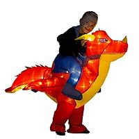 Kids Inflatable Costume, Dinosaur T-REX Costumes with LED Light for Christmas Party (Red Dinosaur, Kids)