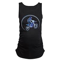 Women's Maternity Tank Top Dk Motocross MX Flying Dirt Bike in Blue