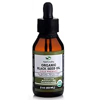 Organic Black Seed Oil - USDA Certified Cold Pressed Glass Bottle Over 1.5% Thymoquinone 3X Strength Turkish Black Cumin Nigella Sativa Non-GMO 100% Pure Blackseed Oil 2oz Dropper Bottle