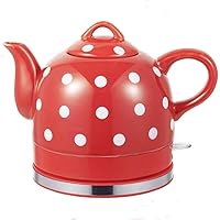 Electric Kettle Ceramic Red glaze dots Removable Base Boil Dry Protection 1.2L 1200W Red