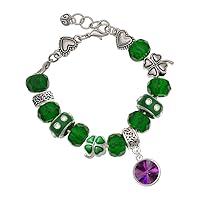 12mm Crystal Rivoli - Green Irish Luck Bead Charm Bracelet, 7.5
