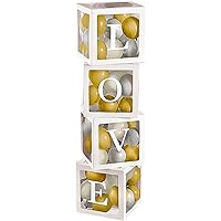 White & Gold Love Balloon Boxes Set - (72 Piece) 11.75