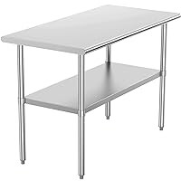 Stainless Steel Table for Prep & Work 24 x 48 Inches, NSF Metal Commercial Heavy Duty Table with Adjustable Under Shelf and Foot for Restaurant, Home and Hotel