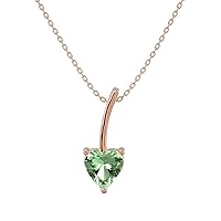 Certified Classic Birthstone Necklace in 10K White/Yellow/Rose Gold with Heart Shape Solitaire Gemstone in 3 Prong Holder Pendant Necklace for Women | Birthstone Jewelry for Her (2 Cttw)