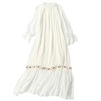 Mulberry Silk Dress,Women's Long-Sleeved Temperament Dress in White