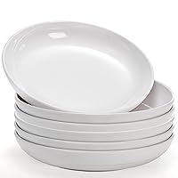 Fasmov Melamine Pasta Bowls, 6 Pack 10 inches 47 Oz Large Salad Serving Bowls, Shallow Salad Bowls, Plastic Dinner Deep Plates, Dishwasher Safe, White