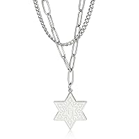 EUEAVAN Star of David Hebrew Necklace for Women Jewish Star chai necklace Hebrew letters pendant amulet Christian religious jewelry Gifts