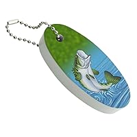 GRAPHICS & MORE Bass Fish Jumping out of Water Fishing Floating Keychain Oval Foam Fishing Boat Buoy Key Float