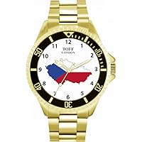 Czech Republic Flag Mens Wrist Watch 42mm Case Custom Design