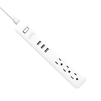 WYZE Surge Protector, 3 USB Ports, 3-Outlets, 15A Overload Protection, 4ft Power Cord, Work from Home, UL and FCC Certified, White