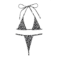 Bathing Suit for Womens Bikini String Triangle Thong Sets 2 Piece Backless Push Up Swimsuits Beach High Leg Swimwear