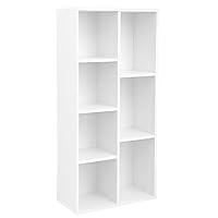 VASAGLE Bookcase, Bookshelf with 7 Compartments, Freestanding Shelves and Cube Organizer, for Display in Living Room, Bedroom, and Home Office, White ULBC27WT