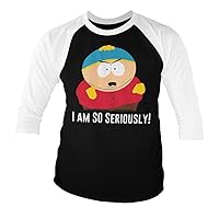 South Park Officially Licensed Eric Cartman - I Am So Seriously Baseball 3/4 Sleeve T-Shirt (White-Black)
