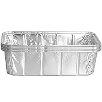 Bluesky Rectangle Loaf Aluminum Pans-(Pack of 5) -Perfect for Baking, Roasting, & Freezing, 2 lbs, Silver
