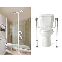 Stander Security Pole and Curve Grab Bar & Medline Toilet Safety Rails, Safety Frame for Toilet with Easy Installation, Height Adjustable Legs, Bathroom Safety