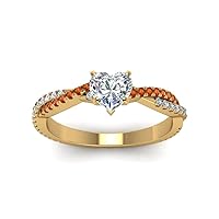 Choose Your Gemstone Twisted Vine Diamond CZ Ring Yellow Gold Plated Heart Shape Side Stone Engagement Prong Setting Birthstone Ring for Womens & Girls Size US 4 to 12